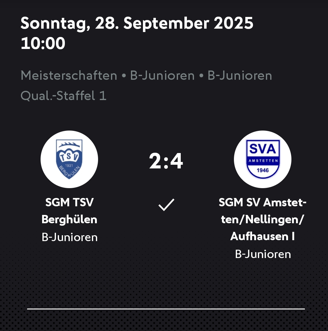 SV Amstetten Berichte B-Jugend