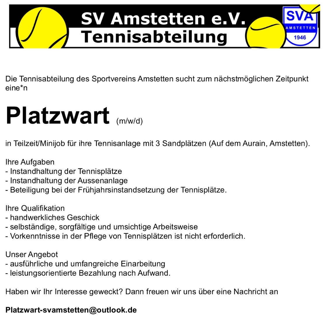 SV Amstetten Berichte Tennis